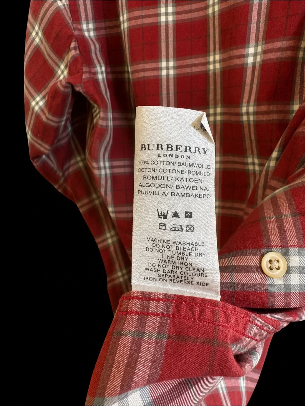 Burberry Red and White Plaid Button-Down Shirt